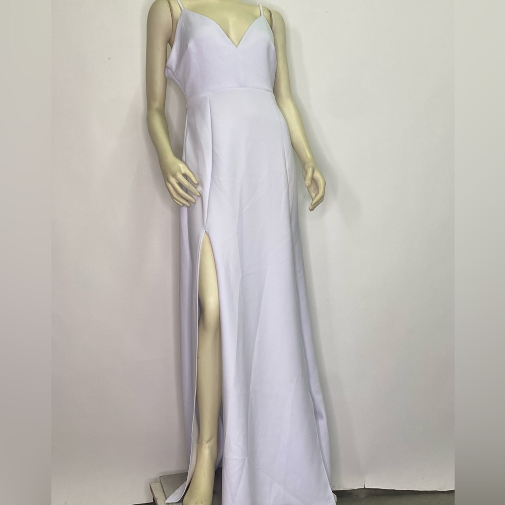 Double front slits White Dress (L)